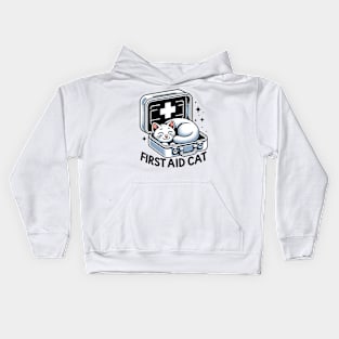 First Aid Cat Pun Nurse Doctor Healthcare Novelty Funny Cat Kids Hoodie